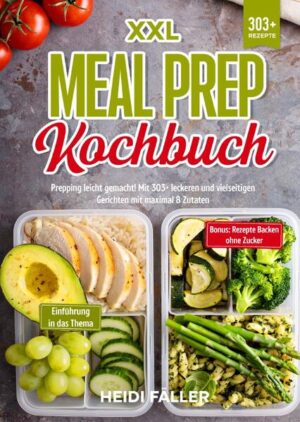 Dieses Meal-Prep-Kochbuch ist voll von köstlichen, leicht zuzubereitenden Rezepten! Mit 303+ Rezepten zur Auswahl, finden Sie in diesem Kochbuch bestimmt das, wonach Sie suchen... Unter Meal Prepping… …versteht man die Vorbereitung ganzer Mahlzeiten oder Gerichte im Voraus. Da man sich im Voraus überlegen muss, was man essen möchte, kann die Vorbereitung von Mahlzeiten langfristig zu einer nahrhafteren Mahlzeitenauswahl führen. Vorgefertigte Mahlzeiten sind besonders bei vielbeschäftigten Menschen beliebt, weil sie viel Zeit sparen können. Wenn Sie vorbereitete Mahlzeiten zur Hand haben, können Sie die Portionsgröße reduzieren und Ihre Ernährungsziele erreichen. Auf diese Weise ist die Wahrscheinlichkeit geringer, dass Sie zum Abendessen vor dem Fernseher oder zum Imbiss greifen, insbesondere wenn Sie überfordert oder erschöpft sind. Wenn Sie im Voraus planen, können Sie sich für nahrhaftere Mahlzeiten entscheiden. Entgegen der landläufigen Meinung gibt es verschiedene Möglichkeiten, Mahlzeiten vorzubereiten - nicht immer muss man einen ganzen Sonntagnachmittag damit verbringen, Gerichte für die kommende Woche zu kochen. Sie können die Methoden wählen, die für Sie am besten geeignet sind. Im Folgenden gehe ich auf die wichtigsten Grundsätze der Vorbereitung von Mahlzeiten ein und schlüssle den Prozess in ein paar einfache Schritte auf. (mehr Informationen finden Sie im Buch) Sie sind auf der Suche nach … ✅ 303+ leckeren Rezepten (bestehend aus Fisch, Fleisch, Snacks, Vorspeisen, Desserts, Saucen, Dips uvm,) ✅ Einführung in das Thema ✅ Mit einer großen Vielfalt an leckeren Gerichten ✅ Lecker kochen mit einem großen Spektrum an Möglichkeiten Leckere Gerichte und gute Anhaltspunkte gefällig? Dann greifen Sie jetzt zu!