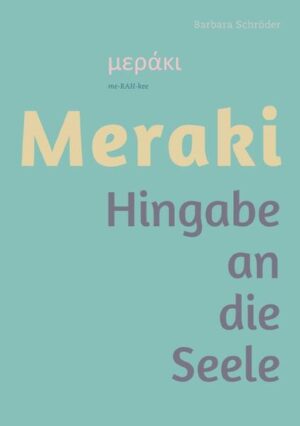 Tauche ein in die Welt von Meraki. Hingabe an die Seele. Dieses kleine Buch ist ein Schatz an berührenden Texten, inspirierenden Gedichten und köstlichen Rezepten, die das Herz und die Seele verwöhnen. Erlebe die Magie des griechischen Lebensgefühls. Feiere die Liebe zum Detail und die Freude am Augenblick. Lass Dich mit Fragen und Gedanken auf eine Reise zu Deinem inneren Selbst entführen und entdecke die Hingabe, die das Leben so wertvoll macht. Meraki lädt Dich ein, die fliessende Kraft Deiner Weiblichkeit zu spüren.