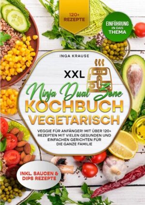 Dieses Heißluftfritteuse-Kochbuch ist voll von köstlichen, leicht zuzubereitenden Rezepten! Mit über 120+ Rezepten zur Auswahl, finden Sie in diesem Kochbuch bestimmt das, wonach Sie suchen... Die Ninja Foodi Dual Zone Heißluftfritteuse ist… …viel mehr als nur eine Luftfritteuse, denn sie ist ein Sechs-in-Eins-Gerät, mit dem Sie zusätzlich zum Frittieren auch knusprig braten, aufwärmen, dehydrieren und backen können. Ein weiterer Pluspunkt dieses Geräts ist, dass Sie mit den beiden Kochfunktionen auch komplexere Gerichte zubereiten können. Das Gerät kann so programmiert werden, dass ein Gericht in beiden Fächern gegart wird und bei Bedarf gleichzeitig serviert werden kann. Wenn Sie das Abendessen aufschieben müssen, halten Sie einfach alles im Gerät warm, bis Sie es brauchen. In Anbetracht des sperrigen Gesamtdesigns der Ninja Foodi Dual Zone Heißluftfritteuse sind die beiden Garabteile ziemlich klein. Trotzdem ist genug Platz für so ziemlich alles, solange Sie größeres Fleisch oder Gemüse in Scheiben schneiden oder hacken. Dank der Griffe an der Vorderseite jedes Fachs können Sie es vor dem Garen oder während des Garvorgangs fest und sicher anfassen, um den Fortschritt zu überwachen. Letzteres ist wichtig, da die Lebensmittel nicht sichtbar sind. Außerdem ist es eine gute Übung, die Zutaten zu verschieben, um ein gleichmäßiges Garen zu gewährleisten. Was ist eine vegetarische Ernährung? Bei der vegetarischen Ernährung wird auf den Verzehr von Fleisch, Fisch und Geflügel verzichtet. Menschen entscheiden sich oft aus religiösen oder persönlichen Gründen für eine vegetarische Ernährung, aber auch aus ethischen Gründen, z. B. wegen des Tierschutzes.   (mehr Informationen finden Sie im Buch) Sie sind auf der Suche nach … ✅ 120+ leckere Rezepte (u.a. für Frühstück, Salate, Suppen, Snacks, Desserts uvm.) ✅ Einführung in das Thema ✅ Den richtigen Zutaten ✅ Inklusive leckere Saucen & Dips Rezepte