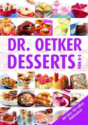 Garantiert im Finale Das perfekte Dinner ist für viele die klassische Folge von Vorspeise, Hauptgericht und Dessert. Andere verzichten gern mal auf die ersten beiden Gänge und konzentrieren sich voll und ganz auf Nummer drei. Mit über 300 Dessert-Rezepten von A bis Z werden Sie allen Genießer-Typen gerecht. Ob raffinierte Krönung jeden Menüs oder kleines Highlight für Naschkatzen - mit Dr. Oetker sind dem Verwöhnen keine Grenzen gesetzt.