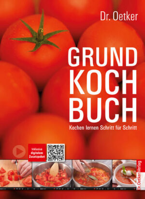 Kochen lernen mit dem multimedialen Standardwerk. Nur Mut - kochen Sie doch einfach mal. Mit dem Dr. Oetker Grundkochbuch schaffen Sie das garantiert. Wir helfen Ihnen, von Anfang an gut Kochen zu lernen. Alle Rezepte sind verständlich erklärt und mit „Schritt-für-Schritt“-Fotos illustriert. Sämtliche Zutaten der Rezepte werden abgebildet und hilfreiche Tricks machen das komplett neue Dr. Oetker Grundkochbuch zum idealen Partner für Anfänger und Koch-Profis. Dieses Standardwerk wurde erstmalig mit digitalen Inhalten ausgestattet. Mit Hilfe von QR-Codes und einem Zugangscode für das uneingeschränkte Angebot dieser Website, vernetzen wir Print und Digital. Nutzen Sie das Grundkochbuch flexibel zuhause oder von unterwegs. Auch beim Kauf eines eBooks profitieren Sie von der Grundkochbuch-Website. Fordern Sie dazu Ihren Code direkt beim Verlag an. Die kostenlose App zum Grundkochbuch beinhaltet neben praktischem Wissen für Unterwegs eine Einkaufszettel- und Timerfunktion, sowie Videos zu den wichtigsten Garmethoden.