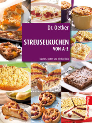 10 01 S t r e u s e l Oft unterschätzt, aber allseits beliebt - der Streuselkuchen: Klassisch gibt’s Streusel als Belag auf Blechkuchen. Sie zieren aber auch Kleingebäck wie Hagebuttenherzen oder die Fächertorte mit Feigen. Zudem finden sich unter den 110 Rezepten spannende neue Streusel-Varianten z. B. Cornflakes-, Glühweingewürz- oder Rosmarin-Streusel und neue Kombinationen wie etwa der Apfelkuchen mit Maroni und Ahornsirup-Streusel.