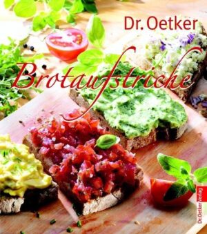 Lecker auf einen Streich Höchste Zeit, langweiligen Brotbelägen einen Korb zu geben. Denn jetzt kommen frische Ideen auf den Tisch. Im neuen „Brotaufstriche“ von Dr. Oetker. Auf 96 Seiten tischt Dr. Oetker raffinierte Ideen für herzhafte und süße Brotaufstriche auf, mit neuem Layout und mit rund 40 Fotos. Alle Rezepte ganz einfach zum Selbermachen,versehen mit Tipps zu passenden Brotsorten, Haltbarkeits- und Mengenangaben: Ein Glas zum Eigenverzehr, eins zum Verschenken. Eine Inspirationsquelle, die in keinem Bücherregal fehlen darf.