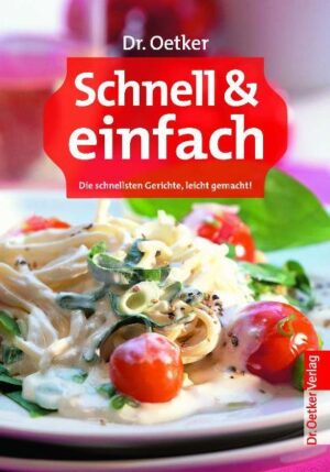 Schnell, einfach, lecker Es gibt immer Momente, da duldet der Hunger keinen Aufschub. Ob spontane Gäste oder hungrige Schulkinder, wichtig ist, dass das Kochen schnell und einfach geht. Und lecker soll es sein. Dabei ist eine ausgewogene Ernährung kein Wiederspruch. Das garantiert dieses Dr. Oetker Kochbuch mit über 100 Rezepten, die besonders fix fertig sind. Wie wär es mit saftigen Filetsteaks und grüner Pfeffersauce, knackigem Salat mit Hähnchenstreifen oder zartem Tilapiafilet auf mediterranem Gemüse? Abwechslungreiche Rezeptideen, fast so schnell gekocht wie gelesen.