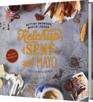 Selbstgemacht schmeckt's einfach am besten • Grundrezepte und kreative Varianten zu Ketchup, Senf und Mayonnaise • Das einzige Buch zum Thema Ketchup, Senf und Mayo • 60 Rezepte für Basics und Varianten: von asiatisch bis mediterran • Selbstgemachtes liegt voll im Trend! Wir schnitzen unsere Pommes von Hand, backen unsere Hot-Dog-Brötchen selbst und pressen unsere Burger-Pattys frisch. Und dann sollen Senf, Mayo und Ketchup aus der Tube kommen? Einfach unvorstellbar! Das versierte Autorenteam Bettina Snowdon und Martin Lagoda schafft da kreative Abhilfe: Ketchup, Senf und Mayonnaise schmecken selbst gemacht einfach unschlagbar gut! Dabei muss man sich noch nicht einmal auf gewagte Kompositionen oder grenzwertige Experimente einlassen. Schon mit haushaltsüblichen Gewürzen, Kräutern und weiteren leicht verfügbaren Zutaten lässt sich für Abwechslung vom gewohnten Einerlei sorgen. Denn seien wir doch mal ehrlich: Welcher Gast wäre nicht hocherfreut und voll des Lobes, wenn ihm bei der nächsten Grillparty statt des üblichen Senfs eine verblüffend kreative Sauce für die Bratwurst oder das Steak serviert wird? Unsere 60 Rezepte zu Ketchup, Senf und Mayo stellen die uns aus dem Supermarkt bekannten Sorten bei Weitem in den Schatten. Neben Grundrezepten für Ketchup, Senf und Mayo und den Klassikern wie Gewürzketchup, süßem Senf und Aioli gibt es zahlreiche kreative Ideen zum Pimpen der würzigen Saucen. Dieses Buch muss man einfach haben!