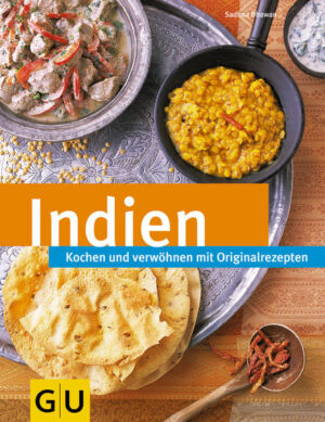 Köche aus Kaschmir und Kanya Kumari sind kulinarisch weiter voneinander entfernt als Köche aus Skandinavien und Spanien. Die berühmte brennende Schärfe indischer Speisen, besonders, im Süden, treibt dem unvorsichtigen Esser ein tiefes Rot ins Gesicht und Tränen in die Augen, während man im Norden in den beliebten vollaromatischen Currys schwelgt. Die fantasievolle Verwendung der Zutaten und die immer wieder variierenden Gewürzzusammenstellungen lassen eine unerschöpfliche Vielfalt an Speisen entstehen. Und wie bei den Gewürzmischungen ist es auch eine Kunst die verschiedene Speisen zu einem harmonischen ganzen Mahl zusammen-zufügen. So probiert man erst knusprige Kokos-Garnelen, wechselt dann zu Scharfem Huhn nach Kashmir Art, knabbert ein Stück Papadam, um gleich auch noch Linsen mit Spinat zu versuchen. Zum Abschluss schmeichelt ein Grieß-Mandel-Dessert dem Gaumen und gewürzter Tee schließt mit einem Aromafeuerwerk den Genuss ab.