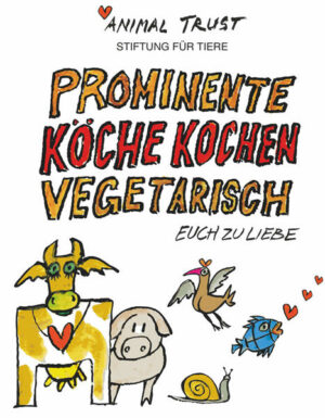 Von Biolek bis Zacherl, von Dalsass bis Wohlfahrt, von Klink bis Wiener und von Hiltl bis Mosiman  hier verraten prominente Köchinnen und Köchen ihre genussvollen, vegetarischen Rezepte in einem opulenten Kochbuch, dessen Nettoerlös den Tierschutz-Projekten von Animal Trust (Schweiz) zugute kommt. Die Illustrationen von Ted Scapa, dem bekannten Schweizer Künstler, ergänzen humorvoll und mit viel Witz die abwechslungsreichen Kreationen der Köchinnen und Köche:  Elke Adam-Eckert, Gourmetköchin UGB, Müllheim  Armin Amrein, Restaurant Amreins Seehofstübli, Davos  Martin Baudrexel, freiberuflicher Starkoch  Alfred Biolek  Ulf Braunert, Restaurant Hess by Braunerts, Engelberg  Frank Buchholz, Restaurant Buchholz, Mainz  Tobias Buholzer, Restaurant Münsterhof, Zürich  Holger Bodendorf, Hotel Bodendorf, Landhaus Stricker, Sylt  Thomas Bühner, Restaurant La Vie, Osnabrück  Katharina Büttiker, Präsidentin Animal Trust, Zürich  Andreas Caminada, Schloss Schauenstein Restaurant, Remisa  La Tavlada, Fürstenau  Elfie Casty, Kochbuchautorin, Klosters  Rolf Caviezel, freestylecooking, Grenchen  Antonio Colaianni, Restaurant mesa, Zürich  Martin Dalsass, Restaurant Talvo by Dalsass, St. Moritz-Champfèr  Jean-Marie Dumaine, Restaurant Vieux Sinzig, Sinzig  Irma Dütsch, Kochbuchautorin und Conseillère Culinaire, Saas-Fee  Jürgen Eder, Restaurant Eders Eichmühle, Wädenswil  Marcello Fabbri, Hotel Elephant, Restaurant Anna Amalia, Weimar  Sebastian Frank, Restaurant Horváth, Berlin  Björn Freitag, Restaurant Goldener Anker, Dorsten  Franz Fuiko, Carpe Diem Finest Fingerfood, Salzburg  Elisabeth Geisler, Restaurant Sitzwohl, Innsbruck  Hans Haas, Restaurant Tantris, München  Erik Haemmerli, Restaurant Bederhof & Bederbar, Zürich  Jan Hartwig, Hotel Bayerischer Hof, München  Meta Hiltebrand, Metas Kutscherhalle, Zürich  Rolf Hiltl, Restaurant Hiltl, Zürich  Eduard Hitzberger, Sternekoch und Mitbegründer von Hitzberger Fast Food, Ftan  Ulli Hollerer-Reichl, Landgasthof zum Blumentritt, St. Aegyd am Neuwalde  Seppi Kalberer, Restaurant Schlüssel, Mels  Walter Klose, Gasthaus Zum Gupf, Rehetobel  Otto Koch, Restaurant 181, Olympiaturm München  Johannes King, Restaurant Dorint Sölring Hof, Rantum / Sylt  Vincent Klink, Restaurant Wielandshöhe, Stuttgart  Werner Koslowski, Koslowskis Cuisine Consulting, Frasdorf  Andreas Krainer, Hotel Restaurant Krainer, Langenwang  Michael Kromke, Restaurant Blaue Ente, Zürich  Christian Kuchler, Romantik Hotel Hirschen, Eglisau  Reto Lampart, Lamparts Restaurant, Hägendorf  Pino Lianzi, Restaurant Da Pino, Murten  Florina Manz, Flos Restaurant, Bern  Urs Messerli, Restaurant Mille Sens, Bern  Martina Meuth, Restaurant Duttenhofersches Apfelgut, Sulz-Hopfau  Anton Mosimann, Restaurant Mosimanns, London  Markus Neff, Waldhotel Fletschhorn, Saas-Fee  Christian Nickel, Parkhotel Vitznau, Vitznau  Heiko Nieder, The Dolder Grand, Zürich  Fredi Nussbaum, Restaurant Storchen, Zürich  Karl und Rudolf Obauer, Restaurant + Hotel Obauer, Werfen  Georg Pichler, Restaurant Gourmet Serail, Chur  Ole Plogstedt, Restaurant Olsen, Hamburg  Dennis Puchert, Restaurant Rigiblick, Zürich  Heinz Reitbauer, Restaurant Steirereck im Stadtpark, Wien  Philippe Rochat, Hôtel de Ville, Crissier  Werner Rothen, Restaurant Schöngrün, Zentrum Paul Klee, Bern  Micha Schärer, Buchautor, Foodstylist, Showkoch, Langenthal  Klaus Schatzmann, Restaurant Schatzmann, Triesen  Othmar Schlegel, Restaurant Castello del Sole, Ascona  René Schneider, Restaurant Zunft zu Webern, Bern  Robert Speth, Restaurant Chesery, Gstaad  Josef Steffner, Restaurant Mesnerhaus, Mauterndorf  Hans Stefan Steinheuer, Restaurant Zur Alten Post, Bad Neuenahr-Heppingen  Mike Süsser, Mitglied bei 'Die Kochprofis', RTL 2  Beat Walker und Marco Helbling, Restaurant im Feld, Gurtnellen  Sarah Wiener, Restaurant Sarah Wiener, Berlin  Roger Willimann, Restaurant Schifferhaus, Basel  Vitus Winkler, Hotel Sonnenhof, St.Veit im Pongau  Heinz Witschi, Witschis Restaurant, Zürich  Harald Wohlfahrt, Hotel Traube Tonbach, Baiersbronn  Karl und Leopold Wrenkh, Wiener Kochsalon, Wien  Ralf Zacherl, freiberuflicher Starkoch  Andy Zaugg, Zum Alten Stephan, Solothurn "Prominente Köche kochen vegetarisch" ist erhältlich im Online-Buchshop Honighäuschen.