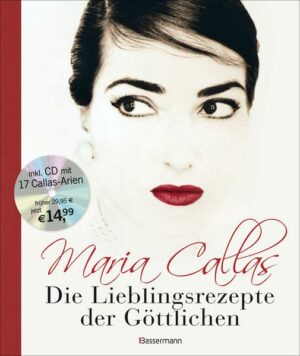 Ein göttlicher Genuss für alle Sinne Maria Callas ist nach wie vor die unvergessene Königin der Oper. Dieses edle Kult-Kochbuch zeigt die »Göttliche« von einer unbekannten Seite: nämlich ihre Liebe zum Kochen und ihre Leidenschaft für gutes Essen. In einem vor einiger Zeit gefundenen Koffer entdeckte man die von ihr oder ihrem Butler notierten Lieblingsrezepte sowie die Kochbücher, die sie gesammelt hat. Dieser Fundus an reizvollen Gerichten  den kulinarischen Highlights der fünfziger Jahre  ist nun in diesem wundervollen Buch für alle Fans und Freunde guter Küche und der Callas aufbereitet worden. Die vielen Bilder von ihren Auftritten, aus dem privaten Umfeld oder als Star der High Society, und die beigefügte CD mit den schönsten von der Callas gesungenen Arien machen das Buch zu einem außergewöhnlichen und verschenkenswerten Gesamtkunstwerk. Ausstattung: CD "Maria Callas - Die Lieblingsrezepte der Göttlichen -" ist erhältlich im Online-Buchshop Honighäuschen.