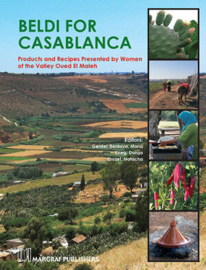 This cookbook will take you on a culinary journey through the valley Oued el Maleh near Casablanca. You will meet the women who have provided the recipes for their special dishes in this cookbook and learn more about the ingredients they use. If you are fortunate enough to visit the valley, you will find these women selling prepared food at their roadside stands, and you will be able to taste the delightful flavors of their food yourself. The required fresh and processed ingredients can also be bought directly from local women at their roadside stands. They offer products from diverse small scale agricultural production throughout the valley. For those who do not have direct access to the Valley, similar ingredients needed for these recipes are usually available in today’s supermarkets. This cookbook evolved during the course of the research project “Urban Agriculture as an integrative element of climate efficient urban development, Casablanca, Morocco” from 2008-2014 This project is part of the broader research program “Future Megacities” which was initiated and sponsored by the German Federal Ministry of Education and Research.