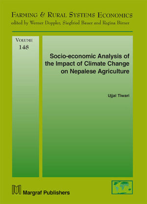 Honighäuschen (Bonn) - In developing countries like Nepal where the economy mainly depends on agri- culture, the assessments of climate change impacts on farming systems are essen- tial. This book provides an overview of the climate change impacts on farming, farmers perceptions and responses to climate change, location-specific effects of climate variables on crop yield, and impact of climate risk in decision-making of the farmers. A multiple regression (time-series) model is applied to analyze the empirical relationships between crop yield and climate variables (rainfall and temperature). A mathematical programming model is developed with the objective function of maximizing utility (total gross margin minus measures of its vari- ability due to climate risk). The model accounts climate risk (crop yield risk) and predicts suitable cropping patterns and crop production levels for various scenarios. The two cases as without risk and with accounting climate risk are compared to evaluate the impacts of climate change on farm income and farmers production decisions. Five climate change scenarios are assumed, and the impacts of climate risk on farmers production decisions in these scenarios are assessed. As a general view, farmers are aware of climate change and its impacts on farming systems. Climate variables influence crop yield