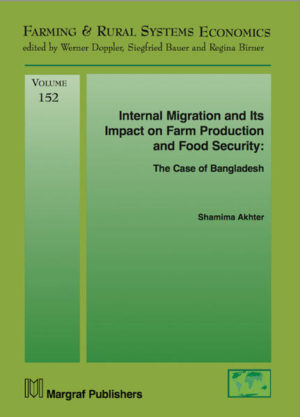 Honighäuschen (Bonn) - Internal migration is considered as an important livelihood strategy for poor people in rural regions of Bangladesh. Although international migration received attention by researchers, internal migration research is still very limited. This study focuses on exploring the farm household level determinants of rural-urban migration and its impact on farm production and food security status of the households. Primary data collected from the 316 farm households in Bangladesh are used for empirical analysis of the study. This book reports on the empirical findings of the reasons for migration from the rural farm households in Bangladesh and the impacts of this kind of migration on farm production and food security of the left behind members of the households. This book also pres- ents an explanation of how migration affecting labour and non-labour input use in farming and thereby on farm production. The results, based on econometric estimation, show that young and active individuals are mostly migrating in to the cities. Farm production is negatively influenced by the migration of one or more members from the farm family. This book also reports that farm households food security status has been improved due to migration of their family member based on the empirical findings. Finally this book come up with some policy recom- mendations for better management of internal migration in order to reduce the negative effects of migration on agriculture as well as on the economy and to opti- mize the benefits from migration.