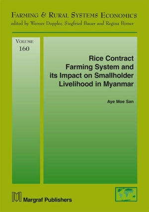 Honighäuschen (Bonn) - Smallholder dominated rice farming and related activities play a vital role in Myanmars economy in terms of cultivated land areas, income and employment opportunities, and production and export values. In 2008, private rice specialization companies (RSCs) launched rice contract farming system in major rice growing areas of Myanmar under encouragement of government in order to reduce barriers to develop Myanmar rice sector. Rice contract farming system not only link smallholders to world export markets along the stable supply chain but also provide essential inputs, finance and technical assistance to smallholders. Although rice contract farming system received attention by researchers, there is still limitation in literatures. Therefore, the difference performance of millers, wholesalers, local traders, retailers and exporters under contract and conventional value chains are also compared by using Quantitative Value Chain analysis. This book applied Full Information Maximum Likelihood Endogenous Switching Regression Model to identify the most important socioeconomic factors which influence smallholders to join the rice contract farming system and empirical impacts of contract participation on smallholder livelihoods. The paddy price, fertilizer cost, production shock experiences, extension access, participation in local farmer organizations, age and education level of household head as well as regional difference show most influential to adopt contract farming system. This book finds that the impacts of contract participation vary depending on the contract specification between RSCs and smallholders. The results show that shorter chain of RSCs via contract system shows superior in production, processing and marketing stages of the value chain as compared to conventional one. Finally, this book expresses some policy recommendations to enlarge the rice contract farming system and to construct better managements to develop rice sector in Myanmar.