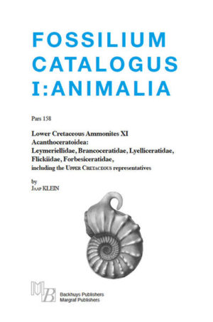 Honighäuschen (Bonn) - The classification in this Fossilium Catalogus largely follows that of WRIGHT et al., 1996, but some ideas of COOPER, 2017 are taken into account. The reference lists that belong to the species are mainly references of specimens that are depicted. But also included are references that can be important for palaeobiogeographical research. They are compiled from literature. The lists are, of course, subjective and open to improvement. Several species are attributed provisionally to genera, and that with question marks, because further research is needed to clarify the taxonomical status of these species. I have designated 1 lectotype. In 24 cases lectotype requested is indicated. Colleagues are kindly asked to communicate genera and species lacking, errors, mistakes and erroneous data in this part. Other suggestions for improvement of the text are also highly welcome. These supplementary data will be published in a coming volume of Lower Cretaceous Ammonites with references to the contributors.