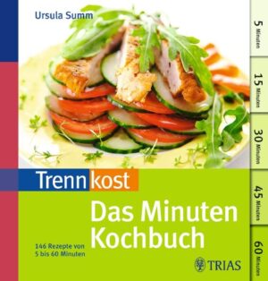 Wie viel Zeit fürs Kochen haben Sie heute? Kommt Ihnen das bekannt vor? Die hungrigen Kinder kommen gleich von der Schule nach Hause. Sie möchten nach der Arbeit sofort zum Sport. Sie erwarten Gäste und haben gar keine Zeit zum Kochen? An manchen Tagen muss es einfach schnell gehen und das fertige Essen in wenigen Minuten auf dem Tisch stehen. An anderen Tagen haben Sie Zeit und Lust, etwas aufwändiger zu kochen. Mit diesem Kochbuch können Sie beides, denn hier finden Sie Rezepte für jedes Zeitbudget - selbstverständlich trennkostgerecht. Von 5 bis über 60 Minuten: Wählen Sie aus über 140 köstlichen Kochideen von 5 bis 60 Minuten, für den ganz schnellen Hunger oder fürs gemütliche Kochen am Wochenende. Übersichtlich nach Zeit sortiert durch die praktische Griffleiste. Trennkost - lecker und gesund: Nach Trennkost zu leben hat mehrere Vorteile: Sie nehmen ab, entgiften den Körper und essen vielseitig und gesund. Einfach trennen und kombinieren: Durch das Trennkost-Farbsystem erkennen Sie auf einen Blick, zu welcher Lebensmittelgruppe ein Gericht gehört. Mit dem praktischen Kombiplan klappt die Trennkost im Alltag ganz einfach. Von DER Expertin lernen: Ursula Summ hat die Trennkost in Deutschland bekannt gemacht. Trennkost zählt seit vielen Jahren zu einer der beliebtesten und erfolgreichsten Ernährungsmethoden.