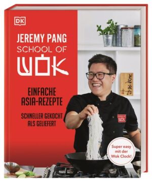 Wok around the Clock - einfache asiatische Rezepte für jeden Tag! School of Wok-Gründer und Youtube-Star Jeremy Pang verrät Ihnen in diesem asiatischen Kochbuch seine unwiderstehlichsten Rezepte und cleversten Wok-Tricks! Ob Ramen, Pho oder Pad Thai, einfache 15-Minuten-Rezepte, Street-Food-Klassiker oder Wow-Gerichte fürs Wochenende - das Kochbuch vereint in 80 Rezepten die köstlichsten Highlights der Asia-Küche und enthält absolutes Profiwissen zur schnellen und einfachen Zubereitung im Wok. Schlemmen wie auf Reisen -Ruckzuck braten, dämpfen und frittieren mit Wok-Meister Jeremy Pang -Kochen mit der genialen Wok-Clock-Technik: Alle Zutaten werden optimal vorbereitet und in der Reihenfolge ihrer Verwendung wie eine Uhr angeordnet -Asiens beliebteste Länderküchen: Klassiker und Überraschendes aus Vietnam, Thailand, Japan, China, Korea und vielen weiteren Ländern -Wok-Skills für jedes Level: Perfekt für Einsteiger*innen und routinierte Wok-Nutzer*innen Warten auf den Lieferdienst war gestern: Entdecken Sie 80 geniale Wok-Rezepte von Wok-Meister Jeremy Pang.