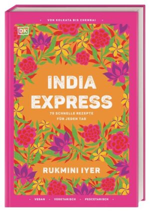 Indisch schlemmen in Minutenschnelle! Mit diesen indischen Rezepten kommen auch Genießer*innen mit wenig Zeit zum Kochen voll auf ihre Kosten: Inspiriert von ihren Wurzeln und der traditionellen Küche Südindiens und Bengalens hat Bestsellerautorin Rukmini Iyer ein farbenfrohes Kochbuch mit schnellen Gerichten entwickelt. 75 überwiegend vegetarische und vegane Rezepte wie fluffige Parathas mit Käse-Chili-Füllung oder der erfrischende Mango-Kardamom-Lassi lassen das Herz schon beim Durchblättern höher schlagen. Indische Küche, aber express - So schnell haben Sie indische Gerichte noch nie gekocht! - 75 authentische, meist vegane und vegetarische Rezepte - Wenig Aufwand, maximaler Geschmack: einfache, schnell zubereitete indische Köstlichkeiten, die auch Einsteiger*innen gelingen - Das neue Buch der britischen Bestsellerautorin Rukmini Iyer Für jeden Anlass das passende Rezept: Ob Chili-Erdnüsse mit Limette für den geselligen Abend mit Freund*innen, Chili-Kokos-Lachs mit gerösteten Kirschtomaten für ein romantisches Date oder geröstete Okraschoten mit Naan Brot fürs Wochenende - hier findet jede*r ein neues Lieblingsgericht. Und auch Einsteiger*innen liegen mit Rukmini Iyers indischen Rezepten goldrichtig, denn mit Menüvorschlägen und vielen hilfreichen Informationen und Tipps steht indisches Essen ratzfatz auf dem Tisch! 75 schnelle, alltagstaugliche indische Rezepte von Rukmini Iyer: frisch, köstlich und in Windeseile auf dem Tisch!