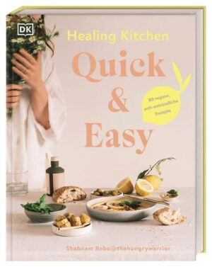 Healing Kitchen für jeden Tag! Jetzt lässt sich die entzündungshemmende Ernährung noch leichter in den Alltag integrieren: Nachdem Shabnam Rebo (bei Instagram bekannt als „The Hungry Warrior“) bereits in ihrem ersten Buch „Healing Kitchen“ eindrucksvoll bewiesen hat, wie genussvoll die antientzündliche Ernährung sein kann, beweist sie in ihrem zweiten Kochbuch anhand von über 80 schnellen Rezepten einmal mehr, wie einfach entzündungshemmendes Essen sein kann! Vegane Rezepte aus der wohltuenden Healing Kitchen: - Über 80 Gerichte auf Basis pflanzlicher und entzündungshemmender Nahrungs- und Lebensmittel - Die meisten der köstlichen Anti-Entzündungsrezepte aus der veganen Küche kann in unter 30 Minuten zubereitet werden. - Unkomplizierte Genussrezepte für jeden Anlass, ob Frühstück, Snacks, schnelle Abendessen, Expressgerichte oder Desserts. - Mit Meal-Prep-Ideen, Tipps für die Vorratskammer und zeitsparender Resteverwertung Entzündungshemmende Ernährung leicht gemacht Brokkoli-Ceasar-Salad mit crunchy Kichererbsen, Auberginenbällchen à la Caponata oder cremiges One-Pot-Pilz-Orzo: Die kreativen anti-entzündlichen Rezepte lassen sich einfach in den Alltag integrieren, egal ob für ein leckeres Frühstück, eine super-schnelle Feierabendküche oder ausgiebigen Genuss mit Freund*innen und Familie. Dabei unterstützt Shabnam Rebo mit Hilfestellungen und Tipps zur anti-inflammatorischen Ernährung, durch die sie ihre eigene Autoimmunerkrankung erfolgreich in den Griff bekommen hat. 100% Genuss mit den gesunden, veganen & entzündungshemmenden Rezepten aus der Healing Kitchen - quick and easy!