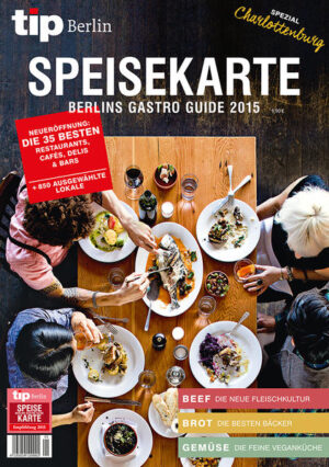 Berlins Speisekarte 2015 edition tip Sie ist seit Jahren der unentbehrliche Wegweiser für Streifzüge durch die Berliner Gastronomie. Die ›Speisekarte 2015‹ aus der tip Berlin Redaktion enthält über 850 aktuelle Empfehlungen für jede Tageszeit rund um die Uhr, darunter die 35 besten gastronomischen Neueröffnungen des Jahres. Außerdem vermittelt der Gastro-Guide in Reportagen, Interviews und Porträts einen umfassenden Überblick über die neuen Trends auf den Tellern und ihre Macher.