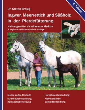 Honighäuschen (Bonn) - Seit dem Jahr 2002 wird Ingwer bei Pferden zur Behandlung der unterschiedlichsten Leiden eingesetzt, überwiegend bei verletzungs- oder altersbedingten Arthrosen und Entzündungen. Seit dem Jahr 2010 wurde seine Wirkung auch von offizieller Seite "anerkannt", und er wurde auf die Dopingliste gesetzt. Damit dürfte er wohl, als gesundes Gewürz, das einzige unschädliche Dopingmittel sein, das lebenslang eingesetzt werden kann! Die erfolgreiche Behandlung der berühmten Trakehner Dressurstute und ehemaligen großen Olympia-Hoffnung Renaissance Fleur im Jahr 2003 führte zu einer rasanten Ausbreitung der Ingwerfütterung unter den Pferdehaltern. ("Der größte Fortschritt in der Pferdefütterung seit der Heu und Hafer!", Zitat eines Anwenders) Im Jahr 2004 ist zum entzündungshemmenden Ingwer noch der Meerrettich als breitbandig wirkendes Antibiotikum hinzugekommen. Im Jahr 2009 folgte die Anwendung von Süßholz gegen Headshaking. Das Buch gibt den derzeitigen Wissensstand zur Ingwer-, Meerrettich- und Süßholzfütterung wieder sowie praktische Anleitungen zu deren Anwendung. Das Buch enthält auch noch die effektive Behandlung von Pilzerkrankungen mittels Moosen sowie die Verwendung von sehr starkem Tee, einer Paste aus Oregano und Haferschmelzflocken oder olivenölgetränkter Watte gegen Strahlfäule. Weiterhin wird die ambulanten Behandlung von Hornsäulen beschrieben, die Behandlung von Hornspalten durch Überklebung mittels Glasfasergewebe und eine magensaftresistente Verkapselung von Ingwer für die Anwendung beim Menschen. Zudem wird eine schonende Behandlung equiner Sarkoide mit Lebermoosextrakt und Lebertran beschrieben. Und damit die Methode nicht in Vergessenheit gerät, beschreibt es zuletzt auch noch einfache Klebeverbände über Wunden, die (weil zu billig!) heute leider nur noch sehr selten von Tierärzten angewandt werden.