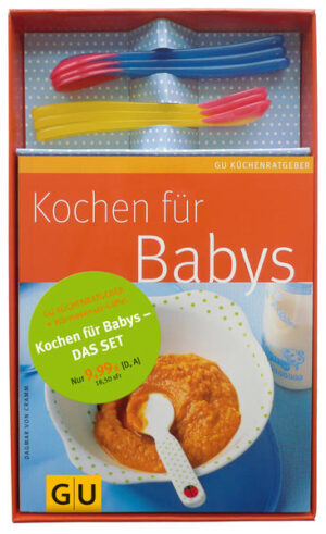 Kochen für Babys bietet die wichtigsten Informationen zur Babyernährung vom Tag der Geburt bis zum ersten Geburtstag des Kindes sowie viele abwechslungsreiche Rezepte für jede Entwicklungsstufe in Babys erstem Jahr. Zahlreiche Tipps und hilfreicher Rat der renommierten Ernährungsexpertin Dagmar von Cramm machen dieses Buch zum unverzichtbaren Begleiter für alle jungen Familien. Jetzt im Set mit sechs praktischen Wärmesensor Löffeln, die anzeigen, wann Babys Brei die richtige Temperatur hat. Die Löffelspitze wird weiß, wenn der Brei über 37 Grad warm ist. Das Set enthält: 1 GU Küchenratgeber Kochen für Babys, 6 Wärmesensor Löffel