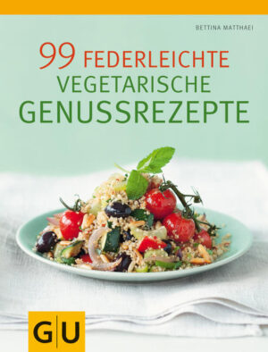 Vegetarisch kochen für alle, die es federleicht lieben. Die Fortsetzung der erfolgreichen 99 federleichten und der 99 gesunden Genussrezepte für zwei. Die Kapitel Frühling, Sommer, Herbst und Winter enthalten frische Salate, auch zum Mitnehmen, leckere Suppen und gesunde Hauptgerichte, die trotz aller Leichtigkeit lecker schmecken und gut satt machen. Ergänzt werden die Saisonrezepte durch ein kleines Kapitel mit Snacks und Drinks für Zwischendurch, die sich auch gut fürs Frühstück eignen. Die unkomplizierten, schnellen Rezepte sind eine schöne Mischung aus regionalen, mediterranen und asiatisch inspirierten Gerichten. In der knapp gehaltenen Einführung geht es um saisonalen Einkauf und die in der leichten vegetarischen Ernährung besonders wichtigen Produkte. Ein Rundum-Sorglos-Paket für Vegetarier, die sich abwechslungsreich und leicht ernähren oder ein paar Kilo abnehmen wollen.