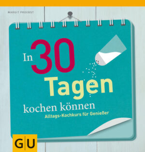 Kochen lernen in 30 Tagen! Der flotte kleine Kochkurs für alle, die gerne essen und eine schöne Beschäftigung suchen.Hier geht's sofort an den Herd und jede Aktion wird belohnt mit einem neuen Lieblingsessen auf dem Teller. Also einfach loslegen mit schneller Pasta, Salat, Pfannkuchen oder Cremesuppe, neugierig weiterüben mit Knusperschnitzel, Risotto oder Fisch vom Blech. Ihre Kinder wollen sich die Küche endlich mal alleine erobern - und alle zum Staunen bringen?Hier kommt die perfekte Methode dafür. Jedes Rezept bringt ein Erfolgserlebnis und als Belohnung steht dann das Lieblingsessen für alle auf dem Tisch. Und nach 30 Tagen Kochalltag zaubern Sie (oder Ihre Kinder) mühelos komplette Menüs - versprochen!