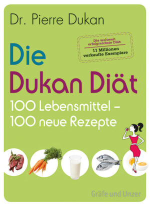 Die ersten beiden Dukan-Diät-Bücher, die auf Deutsch erschienen sind, finden sich seither auch auf den Bestseller-Listen. Nun folgt der heiß ersehnte Nachfolger mit 100 neuen Rezepten! Das Besondere: Bei der Dukan-Diät gibt es 100 Lebensmittel, die man unbegrenzt essen darf. So muss keiner während der Diät Hunger leiden. Im neuen Buch -100 Lebensmittel - 100 neue Rezepte- werden diese Lebensmittel vorgestellt und es wird erläutert, warum sie zum Abnehmen so gut geeignet sind. Bei jedem der Lebensmittel findet sich ein Rezept mit dieser Zutat, das zeigt, wie man aus den erlaubten Lebensmitteln lecker, abwechslungsreich und dabei ganz einfach kochen kann. Wie in den Vorgängertiteln ist jeweils gekennzeichnet, für welche der vier Phasen der Dukan-Diät das Gericht gedacht ist. Der Leser findet hier Fleisch-, Fisch-, Eier-, Gemüse- und Nachspeisenrezepte. Außerdem wieder die beliebten Dukan-Saucenrezepte, sodass auch der Genuss nicht zu kurz kommt.