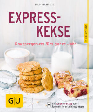 Achtung, Achtung! Es fährt ein der GU-Keks-Express mit tollen All-season-Rezepten für die schnellsten und leckersten Kekse, Cookies und Plätzchen. Sie sind geschnitten, gerollt, gespritzt, auf das Blech gelöffelt oder auch ausgestochen und sind nussig-fruchtig-schokoladig-schnell gemacht 30 Minuten Zubereitungszeit sind genug! Heraus kommen frühlingsfrische Lemon-Poppy-Cookies, fruchtige Blondies mit Himbeeren oder würziges Kardamom-Shortbread und der kleinen Köstlichkeiten mehr. Steigen Sie ein in den Keks-Express, damit nicht nur an Weihnachten Zimtwolken und Vanilleduft in der Luft liegen! No-bake-Rezepte und Blitzideen fürs Verzieren sorgen zusätzlich dafür, dass der Keks-Express immer in Rekordzeit hält - sogar, wenn urplötzlich wieder Weihnachten ist!