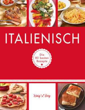 Die besten italienischen Rezepte: La Dolce Vita auf dem Teller!Amore mio! Schlägt Ihr Herz auch für Italien und sein unverwechselbares Essen? Bruschetta, Pizza, Pasta, Tiramisu – das ist Bella Italia! Holen Sie sich mit dem Buch „Italienisch“ aus der Kochbuchreihe von König & Berg La Dolce Vita auf den Teller und Urlaubsgefühle in Ihre Küche. Kochen Sie beliebte Klassiker oder probieren Sie spannende Neuentdeckungen aus. Die 80 italienischen Rezepte versetzen Sie in Nullkommanichts in den Urlaub am Mittelmeer. Typisch italienische Rezepte: Ihr Buch auf einen BlickDas erwartet Sie im Buch „Italienisch“ von König & Berg: Antipasti & Salate: Bruschetta della casa, Weißbrot mit Tomate, Pizzabrötchen, Salsicce-Crostini und mehr Primo – Suppen, Pizza & Pasta: Minestrone, Zitronen-Thymian-Suppe, Bohnensuppe mit Petersiliensalsa, Fischsuppe und mehr Secondo – Fleisch & Fisch: Rosmarin-Hähnchen, Auberginen mit Schweinelendchen, Hähnchenbrust mit Feigen, Kotelett vom Grill mit Gemüse und mehr Dolci – Nachspeisen: Zabaione mit Erdbeeren, Pannacotta mit Waldbeeren, Baiser-Becher, Apfel-Mokkamisu und mehr Von Minestrone über Saltimbocca bis Pannacotta: Original italienische RezepteSonnengereifte Tomaten, fruchtiges Olivenöl, mediterrane Kräuter, zartes Fleisch, frischer Fisch, knusprige Pizza und verführerisch-süße Desserts: Die italienische Küche ist so vielfältig wie kaum eine andere. Volle Aromen bieten immer wieder einen unvergesslichen Genussmoment – ob zur Vorspeise, als Hauptgericht oder beim Snack zwischendurch. Laden Sie Familie und Freunde ein und machen Sie Italien-Urlaub zu Hause! Die italienischen Rezepte im Buch „Italienisch“ von König & Berg sind schnell und ganz leicht nachzukochen. Italienische Vorspeisen „Bruschetta della casa“: ein Klassiker! Aromatische Tomatenwürfel auf knusprigen Weißbrotscheiben kitzeln die Geschmacksnerven wach und überbrücken die Wartezeit bis zum nächsten Gang. In einem typisch italienischen Menü darf Fenchel nie fehlen. Vielleicht gleich als Vorspeise? Dann ist der „Marinierte Fenchel“ sehr zu empfehlen. Wer es richtig authentisch machen will, serviert übrigens viele verschiedene kalte und warme Antipasti. Italienische Suppen- und Pasta-RezepteBeim ersten Gang werden in Italien meist Pasta-Gerichte serviert, Gnocchi oder eine Suppe. Wie wäre es zum Beispiel mit einer kleinen Portion „Spaghetti aglio olio“? Oder Sie machen selbst ein Pesto – etwa mit Basilikum, Petersilie oder scharf mit Peperoni. Im Kochbuch „Italienisch“ finden Sie auch verschiedene Suppen-Rezepte. Zum Beispiel die beliebte „Minestrone“. Oder überraschen Sie Ihre Gäste mit der „Grünen Tomatensuppe“ mit Melone. Italienische Rezepte mit Fleisch und FischViele denken bei italienischen Rezepten bloß an Pizza und Pasta. Doch unsere südländischen Freunde haben so viele Speisen mit würzigem Fleisch und frischem Fisch, die dürfen Sie nicht verpassen! Lieblingsgerichte sind „Involtini – Kalbsröllchen mit Schinken“ und „Saltimbocca – Schnitzel mit Schinken und Salbei“. Eine neue Erfahrung sind „Lammkoteletts mit Himbeeren“. Und echtes Italien-Feeling kommt bei der „Dorade aus dem Backofen“ auf: Nach nur 20 Minuten Zubereitungszeit garen hier Fisch, Kartoffeln, Oliven und Tomaten fast von allein. Italienische Pizza-IdeenPizza wird in Italien als alleiniger Hauptgang gegessen. Das Grundrezept für Pizzateig steht in „Italienisch“ von König & Berg. Und dann ist Ihrer Kreativität keine Grenze gesetzt. Einige Ideen für den Belag (Tomate-Basilikum, Brokkoli, „verdura“) finden Sie auch in diesem Kochbuch. Italienische Rezepte fürs DessertDas Beste kommt immer zum Schluss, auch in Italien! „Pannacotta mit Waldbeeren“, „Zabaione mit Erdbeeren“, „Klassisches Tiramisu“ – suchen Sie sich etwas aus! Auch sehr zu empfehlen: „Schokokuchen mit Olivenöl und Portwein-Pflaumen“. Saftiger haben Sie Schokokuchen noch nicht erlebt ... Ferien-Feeling im ganzen Jahr: Die besten italienischen Rezepte zum NachkochenOb mit Gästen oder nur für Sie allein – italienische Rezepte verkürzen die Zeit bis zum nächsten Urlaub. Entfliehen Sie dem stressigen Alltag und lassen Sie sich Italien auf der Zunge zergehen! Das Kochbuch „Italienisch“ von König & Berg inspiriert Sie immer wieder neu. Buon appetito!