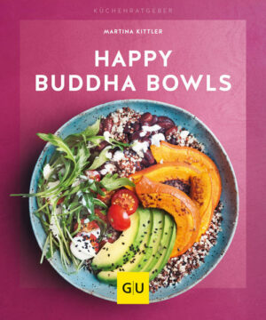 Happy Buddha Bowls Bunte und gesunde Gerichte aus einer Schüssel  hier kommen kreative Buddha-Bowl-Rezepte! Sie wollen sich gesund ernähren und dabei isst das Auge auch mit? Sie lieben Abwechslung und verschiedene internationale Einflüsse? Sie orientieren sich beim Kochen an den Jahreszeiten und probieren neue Produkte aus? Sie sind Clean-Eating-Fan oder-Anfänger? Dann sind Buddha Bowls genau das Richtig für Sie. Die healthy Rezepte aus dem KüchenRatgeber überzeugen optisch und geschmacklich mit großartigen Knallerfarben und Aromen. Was sind Buddha Bowls? Vor ein paar Jahren haben sie erstmals unseren Esstisch erobert, nun sind die leckeren Teller nicht mehr wegzudenken. Bei diesen Gerichten werden stets gesunde und sattmachende Komponenten und Lebensmittel in einem tiefen Teller angerichtet. Die Schüssel ist dabei so gefüllt wie Buddhas Bauch und wölbt sich über den Tellerrand. Die Bowls zeichnen sich durch Saisonalität und internationale Einflüsse aus. Frühstücks-Bowls  für einen kreativen Start in den Tag! Egal ob fruchtig, süß oder sättigend, die bunten Bowls, die einen gesunden Start in den Tag versprechen, überzeugen mit hervorragendem Geschmack und viel Alltagstauglichkeit. So kann man einige Komponenten, wie zum Beispiel das Topping schon am Vorabend zubereiten und dann nur noch mit frischen Früchten toppen. Basis sind häufig verschiedenen Getreidesorten, die mal vegan, mal vegetarisch kombiniert werden. Dabei wird größtenteils auf raffinierten Zucker verzichtet. Vollen Genuss versprechen zum Beispiel: die winterliche Bulgur-Orangen-Bowl mit Pistazien und Datteln eine grasgrüne Avocado-Kefir-Bowl, die mit Vitaminen versorgt die sommerliche Pfirisch-Erdbeer-Bowl, auf die garantiert alle Kollegen neidisch sind Veggie-Bowls für jeden Tag Im Alltag hat die vegetarische und vegane Küche ihren festen Platz. Sie sättigt nicht nur nachhaltig sondern ist oft mit gut erhältlichen Zutaten zubereitet. Autorin Martina Kittler schafft es, bunte Schalen zu kreieren, die maximal 45 Minuten Zubereitungszeit haben und unwiderstehlich schmecken. Farbenfrohe Bowls sehen dann so aus: grüne Bulgur-Feta-Bowl für den Frühling orangefarbene Hirse-Bowl mit orientalischem Touch gelbe Quinoa-Bowl mit Röst-Rosenkohl kunterbunte Kürbis-Couscous-Bowl für den Herbst Bowls mit Fleisch und Fisch Auch Liebhaber von Meeresfrüchte und Fleisch kommen auf den letzten Seiten des Kochbuchs voll auf ihre Kosten. Dann locken Mahlzeiten mit Lamm, Hackfleisch, Huhn und Lachs, die ebenso wunderschön in Szene gesetzt sind. Damit können Sie getrost Ihre nächsten Gäste überraschen oder die letzte Portion am nächsten Tag als Meal Prep mit zur Arbeit nehmen. "Happy Buddha-Bowls" ist erhältlich im Online-Buchshop Honighäuschen.
