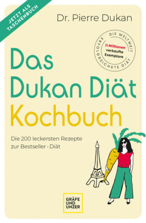 Die deutsche Übersetzung des weltweiten Diätbestsellers landete auch in Deutschland prompt auf den Bestseller-Listen. Seine Methode: Dukan teilt den Abnehmprozess in ein ausgeklügeltes 4-Phasen-System. Das Kochbuch zur Erfolgdiät bietet 200 leckere und einfach nachzukochende Rezepte - 50 davon sind eigens für den deutschen, österreichischen und schweizer Gaumen entwickelt worden. Die Rezepte sind praktisch aufgeteilt nach der Angriffs- und Aufbauphase, den beiden Phasen, für die eigene Rezepte nötig sind. Der Leser findet hier Fleisch-, Fisch-, Eier-, und Nachspeisenrezepte - für jeden Geschmack ist was dabei. Als besonderes Extra gibt es wieder Saucenrezepte, die auch in der 1. Phase erlaubt sind und für ein tolles Geschmackserlebnis sorgen. Da man generell von allen erlaubten 100 Lebensmitteln soviel essen darf, wie man will, hat das Hungergefühl während einer Diät endgültig ein Ende!