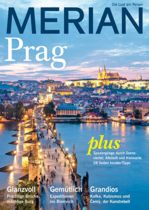 In dem MERIAN Magazin PragEin Sonnenuntergang auf der Karlsbrücke zählt zu den Erlebnissen