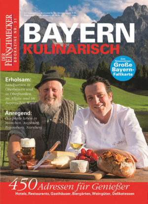 DER FEINSCHMECKER Bookazine Bayern kulinarisch: Eine kulinarische Rundreise durch das wunderschöne Bayern  Natur, Kultur, Lebenslust - drei triftige Gründe den Freistaat zu besuchen. An einem Sommertag vor einer Maß Bier sitzen, dazu eine Scheibe Leberkäs oder eine Portion Obazda - da bekommt auch der Zugereiste aus dem Norden eine Ahnung, was es auf sich hat mit dem Mir--san-mir-Gefühl. DER FEINSCHMECKER hat während der Recherchen für diese Ausgabe viele weitere wunderbare Momente erlebt - einen saftigen Steckerlfisch in der Hand, während die Füße im klaren Wasser des Starnberger Sees baumelten, bei einem Glas kühlen Silvaner von der Spitze der Weinlage Stein auf die Stadt Würzburg schauen, auf der Bank vor eine Sennalpe sitzen und den Blick über die Gipfel der Allgäuer Alpen wandern lassen - zwischen zwei Happen vom knusprigen Bauernbrot mit würzigem Bergkäse ... Was immer wieder beeindruckt, ist die Gleichzeitigkeit von Traditionen und Moderne in Bayern - Laptop und Lederhose halt. Sie prägt auch die Gastronomie, und das ist gut so. Wir mögen den Schweinsbraten, wenn wir hier snd, aber wir mögen auch eine Obsiblue-Garnele mit Salat, wie sie im Münchner Restaurant "No. 15" serviert wird. Sie werden von Land und Leute begeistert sein, versprochen!  "DER FEINSCHMECKER Bayern kulinarisch"  ist erhältlich im Online-Buchshop Honighäuschen.