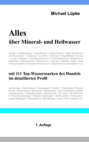 Kein Mineralwasser gleicht dem anderen. Jedes Wasser hat seine Eigenarten, seine Vorzüge, aber auch seine Nachteile. Es kommt halt immer auf den jeweiligen Verwendungszweck, auf persönliche Vorlieben oder ggf. auch auf gesundheitliche Belange an. In einer beeindruckenden Informationsdichte behandelt dieser unterhaltsame und nützliche Ratgeber so wirklich jeden Aspekt rund ums Thema Mineralwasser: Ursprung, Entstehung, Inhaltsstoffe, Wert und Qualität, aber auch Kulturgeschichtliches, rechtliche Rahmenbedingungen sowie Daten und Fakten zu Markt, Handel und Konsumgewohnheiten heutzutage. Eine umfassende und detaillierte Vorstellung von 111 Top-Wassermarken des Handels gibt jedem interessierten Verbraucher einen einmaligen Einblick in die Vielfalt dieses überaus gesunden Naturproduktes und eine Richtschnur zur gezielten und verlässlichen Auswahl seiner Lieblings-Wässer.