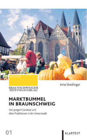 Die Angebote eines Wochenmarktes wechseln je nach Jahreszeiten. Irina Streilinger begleitet die Leserinnen und Leser der Braunschweiger Zeitung in der Rubrik „Marktbummel“ seit mehr als zehn Jahren. Die Themen reichen von allgemeinen Informationen über jahreszeittypische Lebensmittel bis zu Zubereitungstipps für Rezeptklassiker. Händler werden porträtiert und markttypische Besonderheiten vorgestellt und erklärt. Außerdem enthält das Buch einen Überblick über die Braunschweiger Wochenmärkte sowie eine Historie des Handels unter freiem Himmel in der einstigen Hansestadt. In dem Buch sind die schönsten Texte aus der Serie zusammengestellt, ergänzt um viele weitere Informationen. Ein unverzichtbares Werk für alle Braunschweiger, die gerne auf dem Wochenmarkt einkaufen, das bunte Treiben dort genießen und gerne mit frischen und ausgefallenen Zutaten kochen.