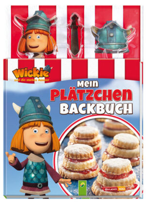 Großes Backvergnügen mit Wickie! - Jedes Backrezept mit gut verständlicher Anleitung und brillantem Food-Foto - Jeweils mit Schwierigkeitsgrad, Zutaten- und Zubehörlisten - 3 tolle Plätzchen-Ausstechförmchen in Form von Wickie, einem Schwert und einem Wikingerhelm aus rostfreiem Edelstahl Hey, isst du auch so gerne Plätzchen wie Wickie und seine Freunde? Dann folge ihm durch unser fröhliches Backbuch und lass dir seine Lieblingsplätzchen für clevere Wikinger zeigen: In dieser kindgerechten Rezeptsammlung finden sich jede Menge leckerer Plätzchenrezepte, die Kinder ganz leicht gemeinsam mit ihren Eltern nachbacken können. Ob Wickies Lieblings-Schoko-Cookies, Vanillekipferl, Zimtknusperchen, Buttergebäck oder Marzipanfiguren: Hier ist für jeden Geschmack und jeden Anlass das passende Gebäck für Klein und Groß dabei. Alle Rezepte sind bebildert und Schritt für Schritt erklärt. Zu jedem Rezept sind der Schwierigkeitsgrad und die benötigten Küchenutensilien angegeben. Eine ausführliche Einleitung mit den wichtigsten Grundlagen, Arbeitstechniken und zahlreichen praktischen Tipps ergänzt das Backbuch und sorgt dafür, dass die ersten Backversuche gelingen. Großes Extra: 3 tolle Plätzchen-Ausstechförmchen aus rostfreiem Edelstahl in Form von Wickie, einem Schwert und einem Wikingerhelm! Mit Wickie und den starken Männern ist Backen für Kinder ab 5 Jahren kinderleicht!