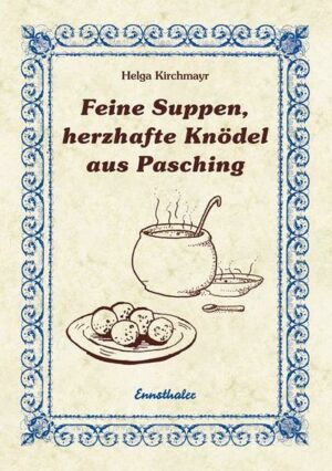 Frau Helga Kirchmayr, Bäuerin in Pasching, Oberösterreich, legt uns Rezepte von bekannten und weniger bekannten, schmackhaften und erprobten Suppen und Knödel aus dem bäuerlichen Raum vor. Diese Speisen sind eine Bereicherung jedes Speisezettels. Die Autorin ist selbst eine begeisterte Köchin, die auch Sie zum Nachkochen der Köstlichkeiten verlocken will. Text ist handgeschrieben "Feine Suppen, herzhafte Knödel aus Pasching" ist erhältlich im Online-Buchshop Honighäuschen.