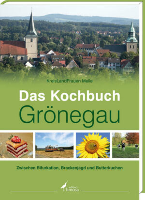 Mehr als Kochen, Backen und Essen. Nein, hausbacken sind sie nicht, aber haus-ge-backen sind ihre Torten und der Pickert, die auf Dorffesten so gerne gegessen werden! Die KreisLandFrauen Melle haben für dieses Kochbuch rund 180 Rezepte zusammengestellt. Darunter befindet sich Althergebrachtes und Traditionelles ebenso wie Lieblingsrezepte und Eigenkreationen. In Geschichten und Bildern werden die Ortschaften mit ihren Besonderheiten vorgestellt  Wissenswertes, Nachdenkliches und Heiteres ist dabei und manches soll auch zum Schmunzeln anregen. Gehen Sie mit auf diese Entdeckungsreise durch den Grönegau. Schaut man in einen Atlas oder eine Straßenkarte, so sucht man den Grönegau vergeblich. Grund dafür ist eine Verwaltungsreform  damals wurden alle 52 Gemeinden in die neue Stadt Melle überführt, deren Gebiet heute identisch mit dem gesamten Grönegau ist. Dieser liegt im Südosten des Landkreises Osnabrück, eingebettet zwischen dem Wiehengebirge im Norden und dem Teutoburger Wald im Süden. Charakterisierend für dieses Gebiet sind eine hügelige Landschaft, die in West-Ost-Richtung durch die Hase- und Elseniederung geprägt ist, sowie fruchtbare Ackerböden und unzählige Wasserläufe mit Seen und Teichen, Laub- und Mischwäldern. Imposante Herrensitze, zahlreiche Kulturdenkmäler, Aussichtstürme und Museen machen den Grönegau für Besucher attraktiv. Es ist den Landfrauen wichtig, Traditionelles zu bewahren und dennoch Neuem gegenüber offen zu sein. In diesem Sinne haben sie auch ihr Kochbuch zusammengestellt. Denn Rezepte sind mehr als Kochen, Backen und Essen: Sie sind immer auch ein Stück Heimatgeschichte und Kultur. Darüberhinaus soll mit den Rezepten regionales und saisonales Kochen (wieder) in den Vordergrund rücken. Lassen Sie sich durch die Gaumenfreuden aus dem Grönegau verführen und entführen Sie sich selbst einmal in den reizvollen Grönegau. Es lohnt sich! "Das Kochbuch Grönegau" ist erhältlich im Online-Buchshop Honighäuschen.