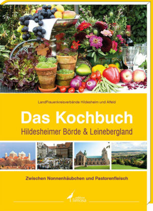 Schmökern  Nachkochen  Genießen 1200 Jahre Stadtgeschichte Hildesheim haben wir LandFrauen zum Anlass genommen unsere Region zwischen Hannover und dem Vorharz, zwischen Leinebergland und Salzgitter vorzustellen. Rund 150 Rezepte  von Salaten über Suppen, Fleischgerichte und Backwaren bis hin zu Fingerfood und Rezepten für Kinder  haben wir für dieses Kochbuch zusammengestellt. Darunter finden sich zahlreiche regionaltypische und traditionelle Köstlichkeiten. In 24 Kurzgeschichten und mit rund 230 Fotos möchten wir Ihnen darüber hinaus Neues, aber auch Altes aus der Heimat erzählen und zeigen. Ein Landkreis mit drei von der UNESCO ausgezeichneten Weltkulturstätten (St. Michaelis und Mariendom in Hildesheim, Faguswerk in Alfeld) ist schon eine Besonderheit. Seine Geschichte und kulturelle Vielfalt machen den Landkreis Hildesheim attraktiv. In der Fläche, dem ländlichen Raum, können Sie lebendige Kulturlandschaften (z.B. Lamspringer September, Forum Heersum, Glashaus Derneburg) erleben. Nicht zu vergessen die vielen 'Highlights' in Kirchen, Schlössern und an historischen Orten. Landwirtschaft und Industriestandorte sowie Universität und ein vielfältiges Bildungsangebot der Schulen bieten Arbeitsplätze und Ausbildung. Die Hildesheimer Börde gehört mit zu den fruchtbarsten Böden in Deutschland. Weizen und Zuckerrüben finden in der Region ihr klassisches Anbaugebiet. Begleiten Sie uns durch die faszinierende und abwechslungsreiche Landschaft und begeben Sie sich dabei auf kulinarische Entdeckungsreise. "Das Kochbuch Hildesheimer Börde & Leinebergland" ist erhältlich im Online-Buchshop Honighäuschen.