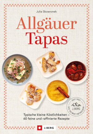 Genieße 60 raffinierte Fusion-Rezepte, die die beliebten Allgäuer Klassiker mit kreativen neuen Ideen vereinen, alle im praktischen Tapas-Format. Von traditionellen Leckerbissen bis zu innovativen Variationen bietet dieses Buch eine bunte Vielfalt an kleinen Köstlichkeiten, die deinen Gaumen verzaubern werden. Tauche ein in die Welt der regionalen Produkte und lass dich von praktischen Tipps inspirieren. Zusätzlich werden vegane Varianten zu jedem Rezept angeboten, sodass jeder am Tisch die Allgäuer Küche in vollen Zügen genießen kann. Jetzt bestellen und die Geschmacksvielfalt des Allgäus erleben! Tradition trifft Moderne: das Beste der Allgäuer Küche im Tapas-Format Mit Infos über das Allgäu, regionale Produkte & den Hintergründen zum Rezept Zwei Bücher in einem: jedes Rezept mit veganer Variante