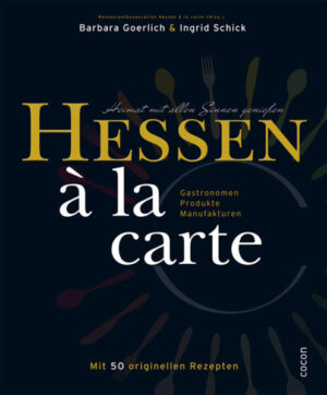 Hommage an die kulinarische Vielfalt Hessens Kehren Sie ein in Schlösser und Burgen, Mühlen und Klöster, Dorfschänken und Gasthäuer, lernen Sie Hotels und Restaurants, Gastgeber und Köche, kennen und genießen Sie kreative Hessen-Küche. Die Gastronomen der Kooperation Hessen à la carte sind Gastgeber aus Passion. Sie unterstützen und fördern mit ihrem Engagement in Küche und Keller regional erzeugte Produkte und Erzeugerbetriebe und damit die Vielfalt des Geschmacks. Sie alle eint die Leidenschaft für den gesunden und frischen Genuss und das gute Gefühl etwas Unverwechselbares zu schaffen. Die Autorinnen Barbara Goerlich & Ingrid Schick sind kreuz und quer durch Hessen gereist und servieren Ihnen nun Hessen à la carte: interessante Reportagen und Porträts von Gastronomen und Genusshandwerkern, dazu herrliche Bilder und besondere Rezepte aus typischen Zutaten. Entdecken Sie die hessische Genusslandschaft!