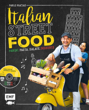 An kaum einem anderen Ort spürt man das italienische Lebensgefühl mehr als auf den Straßen Roms, Florenz und Neapels! Dieses Buch holt das Dolce Vita direkt nach Hause auf den Teller oder in die Lunchbox. Über 70 authentische Rezepte entführen auf den Wochenmarkt und in die Streetfood-Szene Italiens. Von Panini, Tramezzini, Pizza, Salaten, Pasta bis hin zu Desserts und Getränken ist alles mit dabei. Und wer noch tiefer einsteigen mag, der wird dank praktischer Grundrezepte zu Nudeln, Brot, Pesto und mehr zum „cuoco italiano“. Zur Einstimmung in das Dolce Vita gibt es eine Musik-CD mit klassischen Interpretationen von traditionellen italienischen Liedern dazu - und der Clou: Die Lieder sind gesungen vom Autor und Opernsänger Pablo Macias. Ein Ohren- und Gaumenschmaus zugleich!