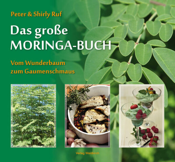 Honighäuschen (Bonn) - Moringa oleifera, der Wunderbaum mit seinen erstaunlichen Eigenschaften, steht im Fokus des vorliegenden Buches. Peter und Shirly Ruf geben einen umfassenden Überblick über die Pflanze als solche, ihre Inhaltsstoffe in den unterschiedlichen Teilen, deren Verwendung in der Volksmedizin der Philippinen und als Nahrungsergänzung im modernen Europa. Anpflanzung, Kultur und Ernte des Moringa erfolgt nach zertifizierten Bio-Richtlinien. Besonderen Wert legen die Herausgeber auf die Verwendung der nähr- und wertstoffreichen Produkte in der heimischen Küche. Zahlreiche Rezepte vom Frühstück bis zum Dessert zeigen Möglichkeiten, Moringa oleifera, meist in Form des hochwertigen Bio-Moringa Blattpulvers, in die alltägliche Ernährung zu integrieren. Alle Rezepte sind leicht nachzukochen und gelingen problemlos.