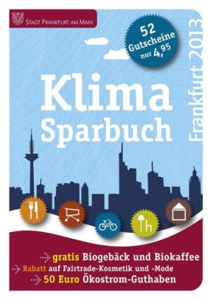 Gutscheine für den klimafreundlichen Einkauf, Fairtrade-Produkte und vieles mehr! Beim Stadtbummel im Ostend ein kostenloses Stück veganen Kuchen genießen oder einen saftigen Rabatt auf ökofaire (Kinder-) Kleidung einlösen: Das neue Klimasparbuch Frankfurt enthält neben alltagstauglichen Klimatipps attraktive und nachhaltige Angebote in der Mainmetropole