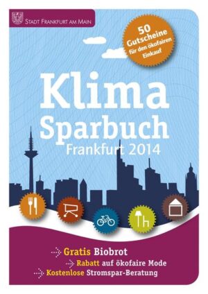 Gratis-Biobrot, Rabatt auf Naturkosmetik und Startguthaben für Ökostrom: Das Klimasparbuch verrät Ihnen durch viele verlockende Gutscheine, welche ökofairen Konsumalternativen Frankfurt am Main zu bieten hat. Kombiniert mit hilfreichen Tipps für einen klimafreundlichen Alltag zeigt das etwas andere Sparbuch, wie jeder von uns durch bewusstes Handeln im Alltag sowohl das Klima als auch den Geldbeutel schonen kann. Das Klimasparbuch ist ein praktisches Beispiel dafür, dass sich Klimaschutz rechnet - individuell, lokal und global. Das Klimasparbuch ist ab 5.12.2013 erhältlich.