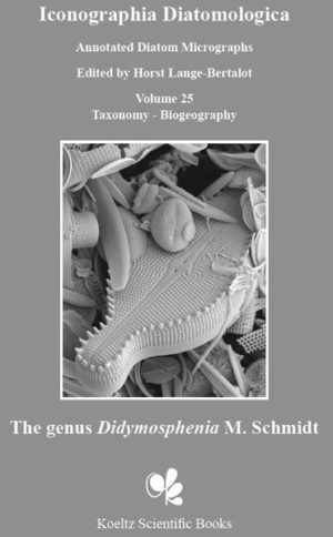 Honighäuschen (Bonn) - For the first time specimens of the type material of Echinella geminata Lyngbye 1819 are documented with light- and scanning-electron-microscopical photographs. This is the reference point for various other presented morphodemes of Didymosphenia geminata originating from five continents and subcontinents or floristic regions respectively. 22 species can be differentiated morphologically among which 11 plus one subspecies are proposed and described here as new to science. Formerly established taxa, for a part in a lower taxonomical rank than recently, are: Didymosphenia clavaherculis (Ehrenberg) Metzeltin & Lange-Bertalot 1995, D. curvata (Skvortzow & Meyer) Metzeltin & Lange-Bertalot 1995, D. curvirostrum (Tempère & Brun) M. Schmidt 1899, D. dentata (Dorogostaisky) Skvortzow & Meyer 1937, D. fossilis Horikawa & Okuno 1944, D. geminata (Lyngbye) M. Schmidt 1899 ssp. geminata, D. lineata Skabichevsky 1983, D. pumila Metzeltin & Lange-Bertalot 1995, D. siberica M. Schmidt 1899, D. subcapitata (Skvortzow & Meyer) stat. nov., D. tatrensis Mroziska, Czerwik-Marcinkowska & Gradziski 2006. Proposed as taxa new to science are: Didymosphenia clavamagna, D. coronata, D. crassiporata, D. geminata ssp. crassa, D. grunowii, D. laticeps, D. laticollis, D. mongolica, D. nipponica, D. skvortzowii, D. strelnikovae.