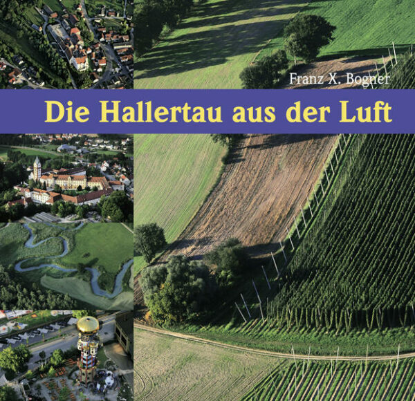 Im Vogelflug übers bayerische Hopfenland Die Hallertau (oder Holledau) ist das größte zusammenhängende Hopfenanbaugebiet der Welt. Aus gutem Grund also zeigt sich das Landschaftsbild von den ausgedehnten Hopfengärten mit ihren hohen Stangen geprägt. Gerade beim Blick von oben wirken sie wie nach einem kunstvollen grafischen Muster gestaltet. Weitergeführt wird dieses Muster im bunten Teppich der Felder und Wälder