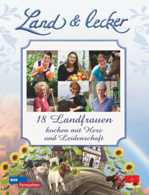 18 mal Landleben, 18 mal Lebenskunst, 18 mal eine sehr persönliche Küche: Die Landfrauen aus der beliebten WDR-Reihe „Land und lecker“ verraten die Rezepte ihrer Drei-Gänge Menüs. Und sie erzählen von ihrem Leben auf dem Land. Pünktlich zum TV-Sendestart der dritten Staffel erscheint das liebevoll gestaltete Buch mit vielen Bildern und Geschichten aus dem Leben der Bäuerinnen und ihrer Familien: vom Erdbeer- bis zum Pferdehof. Es enthält nicht nur alle Rezepte der Fernsehmenüs