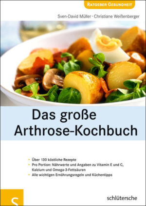 Neue wissenschaftliche Untersuchungen belegen, dass Arthrosepatienten mit der richtigen Ernährung ihre Schmerzen lindern können. Eine arthrosegerechte Ernährung ist in erster Linie eine leichte Ernährung. Sie hilft Ihnen dabei, Kalorien einzusparen - und damit Ihre Schmerzen besser in den Griff zu bekommen. Außer abzunehmen können Sie noch eine Menge mehr tun! Ihr Körper braucht knochenstärkendes Kalzium und Vitamin D und die Antioxidantien Vitamin E und C sowie Selen. Eine besondere Rolle kommt den entzündungshemmenden Omega-3-Fettsäuren zu, die Sie gezielt in Ihre Ernährung einbauen können. Über 130 leckere Rezepte für die ganze Familie haben die Ernährungsexperten auf dieser Basis zusammengetragen. Sie sind vitamin- und ballaststoffreich und entsprechen den modernen Grundsätzen einer gesunden Ernährung. Patienten und ihre Familien kommen so gar nicht auf die Idee, sie würden „Diät halten“ - sie verbinden einfach Leckeres mit Gesundem. Alle Rezepte sind auch für Patienten mit Arthritis geeignet. auf den Punkt gebracht: Abwechslungsreiche Küche für Arthrosepatienten - über 130 neue Rezepte Über 130 neue Rezepte, geeignet für die ganze Familie Mit allen wichtigen Nährwertangaben pro Portion Auf Basis neuester wissenschaftlicher Erkenntnisse Bestsellerautor Sven-David Müller: über 3 Mio. verkaufte Bücher!