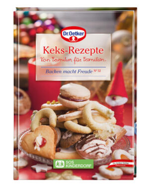 Weihnachtskekse von privaten Einsendern In diesem Buch haben wir die nteressantesten Rezepte aus dem Rezeptwettbewerb im Rahmen unserer Aktion SOS-Kinderdorf „Ihr Rezept für ein Kinderlachen“ zusammengefasst. Freuen Sie sich auf köstliche Weihnachtskekse wie Kokos-Kipferln, Cranberry-Cookies, Bananen-Makronen, Streichhölzer, Zucker-Brezeln oder Schoko-Schüsserln. Alle Rezepte mit Foto und vom Dr. Oetker Konditormeister geprüft.